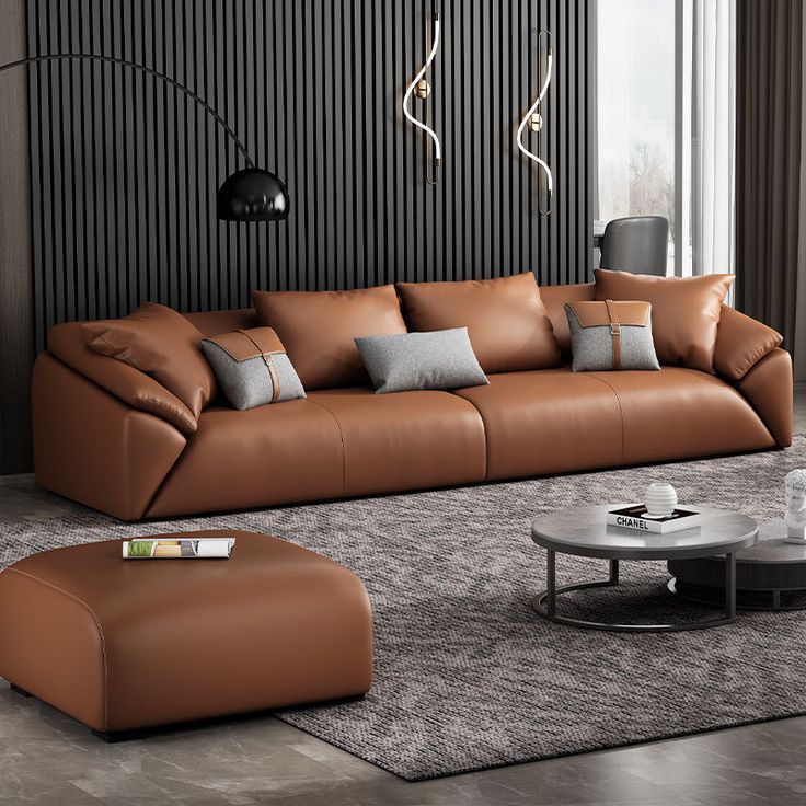brown leather sofa
