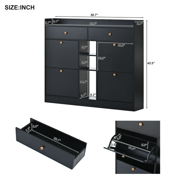 Elegant black shoe cabinet