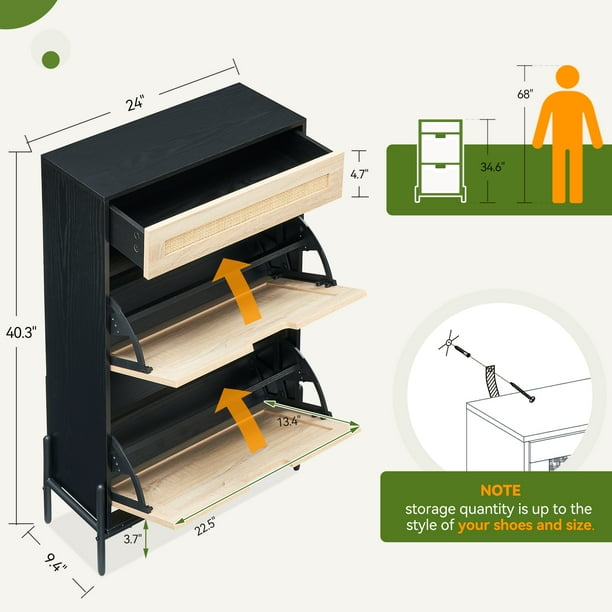Small black shoe cabinet