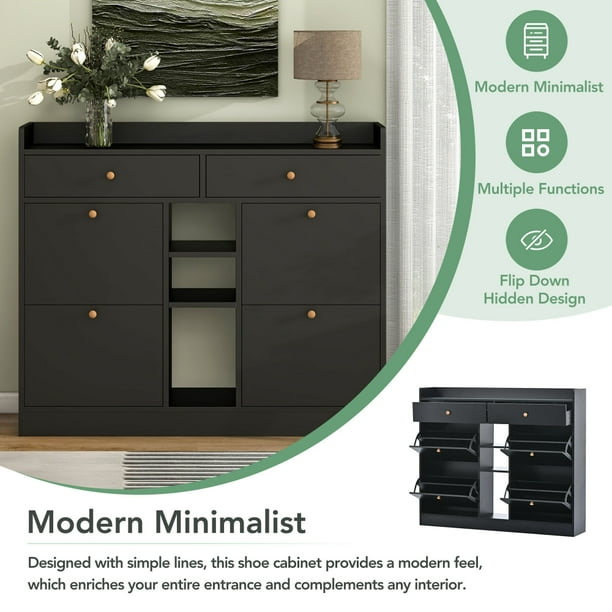 Elegant black shoe cabinet