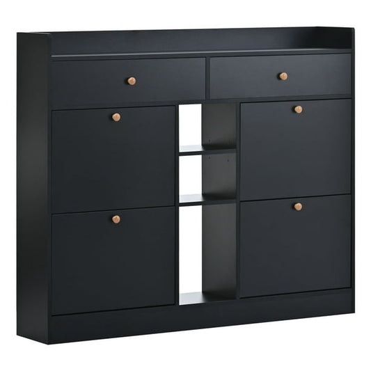 Elegant black shoe cabinet