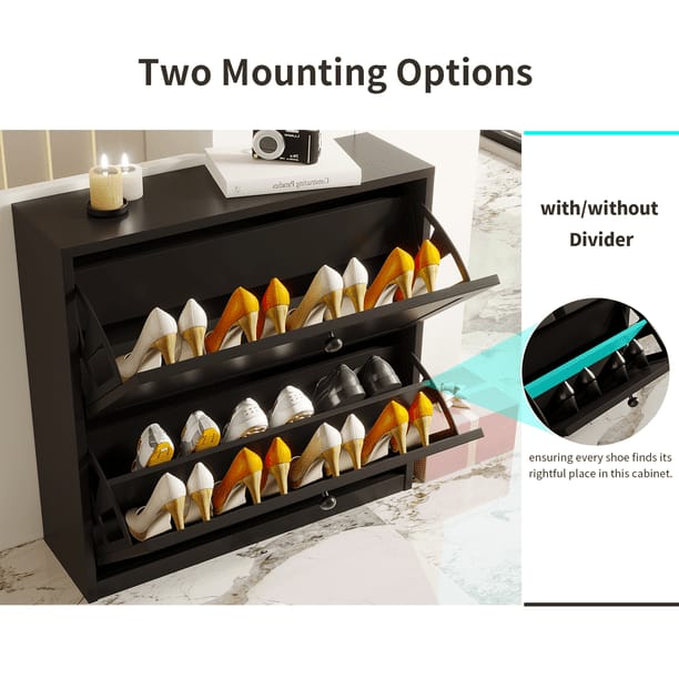 Black shoe cabinet