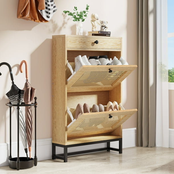 yellow shoe cabinet