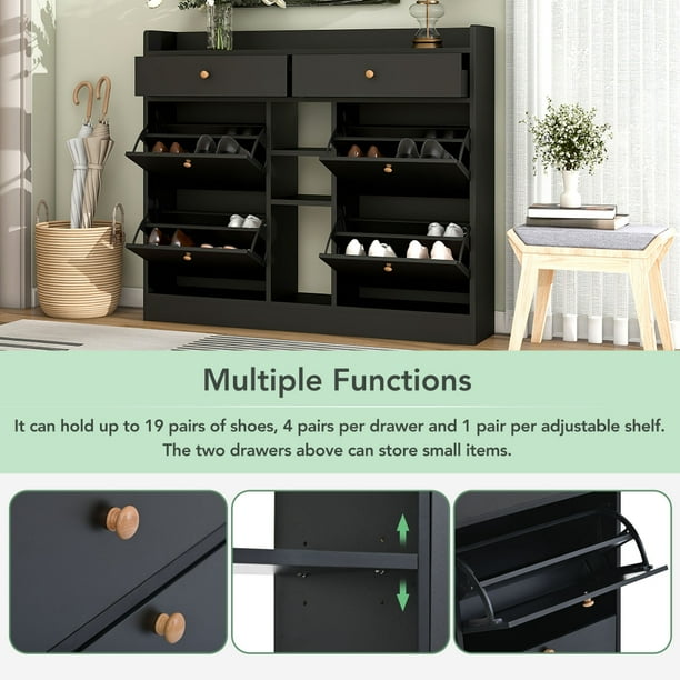 Elegant black shoe cabinet