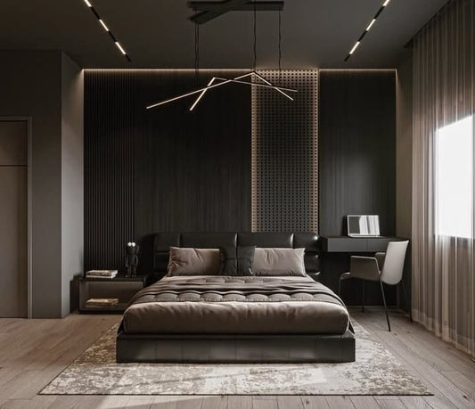 Black leather bed