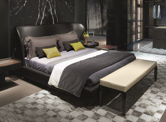 black leather bed